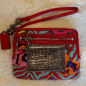 Coach Colorful Poppy Wristlet with Silver Accents
